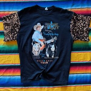 Upcycled George Strait Sequin Sleeve Concert Tee